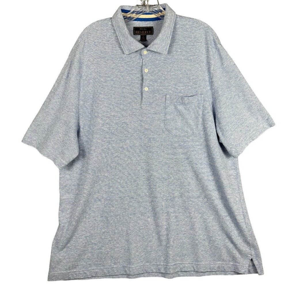 Jos A Bank Reserve Men's XXl Blue Heather‎ Polo Shirt Short Sleeve Soft Casual